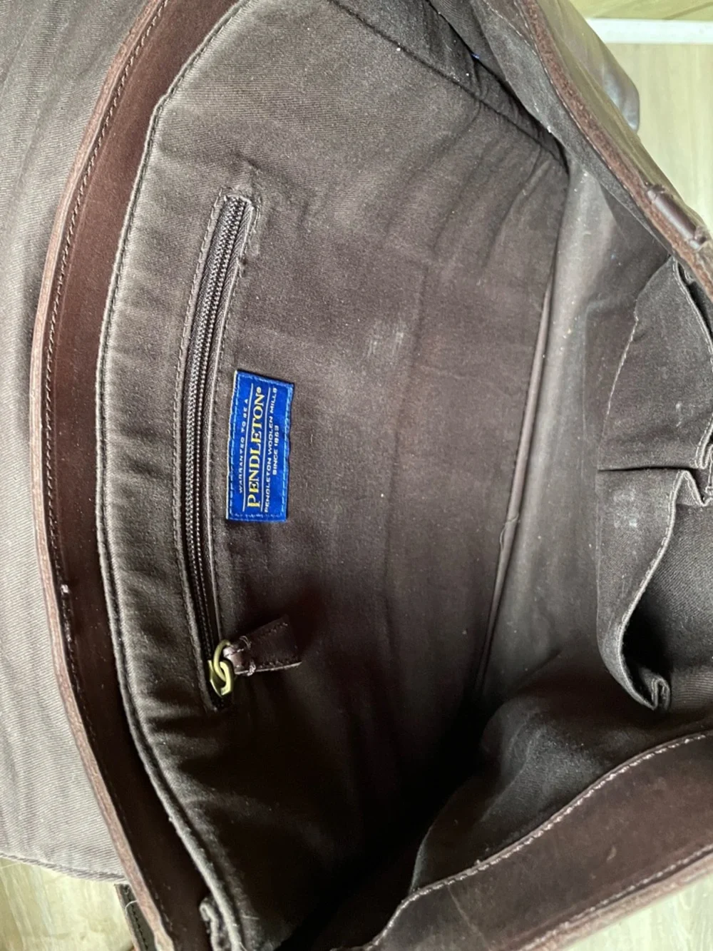 Pendleton Leather and Wool Messenger Bag